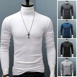 Mens TShirts Winter Warm Men Mock Neck Basic Plain Tshirt Blouse Pullover Long Sleeve Top Male Outwear Slim Fit Stretch Fashion Sweater 231116