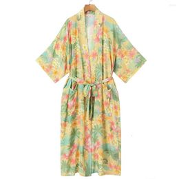 Women's Jackets Maxdutti Bohemian Style Vintage Palm Long Jacket Women Tree Printing Casual Kimono Cardigans