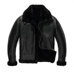 Men's Fur Faux Fur 100% Natural Sheepskin Leather Jacket Winter Coat Real Fur Warm Explosive Style Sherpa Men's Large Fur Motorcycle Jacket f