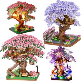 Other Toys City Sakura Tree House Building Blocks Cherry Blossom Japanese Friends Street View Mini Bricks Toys For Girls Chsristmas Gifts 231116