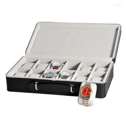 Watch Boxes 2/8/12/Slots Zipper Storage Box PU Leather Organiser Portable Travel Bag Men Jewellery Collection Display