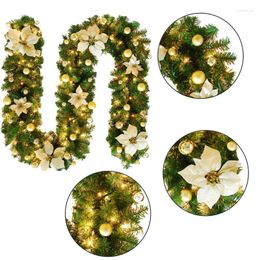 Decorative Flowers 2.7M Christmas LED Garland Decoration Wreath Rattan Pine Light Artificial Xmas Tree