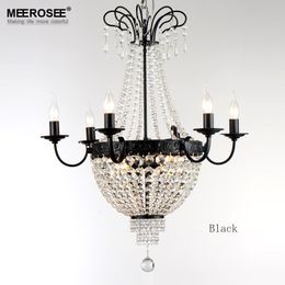 French Empire Crystal Chandelier Light Fixture Vintage Pendant Home Lighting Wrought Iron White Chrome Black color