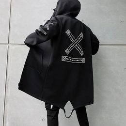 Men's Fur Faux Fur Men Streetwear Black Jackets And Coats Hip Hop Harajuku Hooded Men's Windbreaker Overcoat Mens Clothing 231117