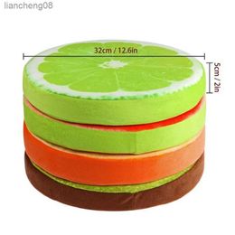 Cushion/Decorative Creative 3D Soft Round Home Decorative Plush Lemon Fruit Pad Office Chair Back Cushions Watermelon Orange