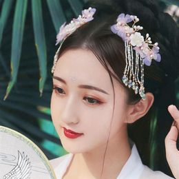 Chinese Ancient Butterfly Hair Flower Accessories Flower Hair Clip Decoration Princess Cosplay Products For Girls Kids213f