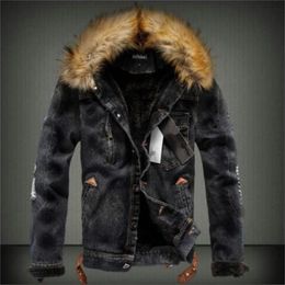 Men's Fur Faux Fur Winter Mens Denim Jacket Casual Thick Warm Jean Outerwear Coats Street Style Denim Coats Male Plus Velvet Jeans Tops 6XL 231117