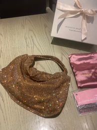 Evening bag High Quality 10A+ Rhinestone Shiny Wang Diamond Luxurys Designers Brown Shimmer Glitter Women Handbag Messenger Lady Party Handbags