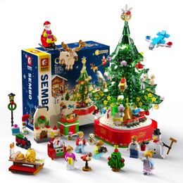 Other Toys Building Blocks Bricks DIY Christmas Tree Music Box Potted Bouquet Home Decoration Desktop Ornament Girl Gift Children's Toys 231116