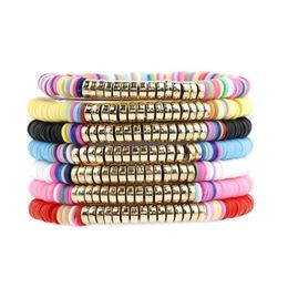 Beaded 6Mm Beaded Strands Surfer Heishi Bracelets Stackable Colorf Stretch Gold Bangle Elastic Bohemia Summer Beach Jewellery Gifts Dhga Dhivs