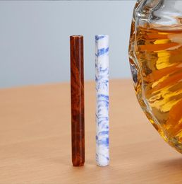 Smoking Pipe Aluminium alloy wood grain wrapped flower metal pipe, Chinese style cigarette straight cigarette holder