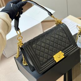 channel Caviar Hobo Shoulder Bags le boy Women Diamond Lattice Cross Body Wallet Vintage Card Pocket Handbag Luxury Designer Brand Gold Hardware Chains Black Purses