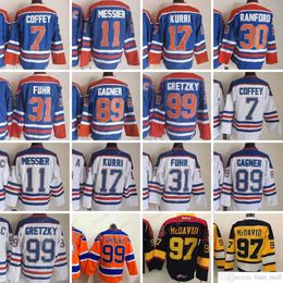 Movie CCM Vintage Ice hockey''nHl'' 7 Paul Coffey Jerseys Stitched 99 Wayne Gretzky 11 Mark Messier 17 Jari Kurri 30 Bill Ranford 31 Grant Fuhr 89