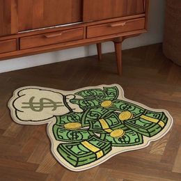 Carpet Us Dollar Gold Coins Lrregular Living Room Bedroom Decoration Home Foot Pad Cute Fun Mat Rug Chair Decor 231116