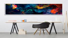 Large Canvas Wall Art Print Abstract Colour Storm Art Painting Long Banner Canvas Wall Poster for Home Living Room Wall Decoration5215581