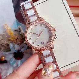 2023 New High Quality Ladies Watch Imported Quartz Movement 316 Stainless Steel Shell Ceramic All Steel Strap 32mm Diamonds