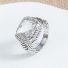 Klassisk ring för kvinnor inlagd vit kristallfärg zirkon mode hip hop smycken tillbehör bankett party gåva251v