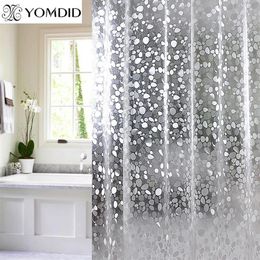 Plastic PVC 3d Waterproof Shower Curtain Transparent White Clear Bathroom Anti Mildew Translucent Bath Curtain With 12 PCS Hooks L1757