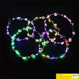 LED Headband Lights Glow strings Flower Crown Headbands Light Up Wreath Hairband Garlands Women Christmas Party