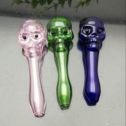 Smoking Pipe Mini Hookah glass bongs Colourful Metal Shape Coloured flat head concave ghost head glass pipe
