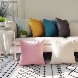 Cushion/Decorative New Stripe Grids Velvet Cushion Cover Solid Colour Throw Case For Sofa Decorative Cover Home Decor case