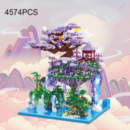 Other Toys 4574PCS Guanghan Fairy Pavilion Building Blocks Chinese Ancient Style Series Assemble Bricks Toys Ornament Model Christmas 231116