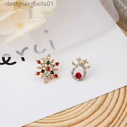 Stud New Christmas Deer Stud Earrings for Women Cute Animal Elk Rhinestone Earring Merry Christmas New Year Wedding Jewelry GiftsL231117