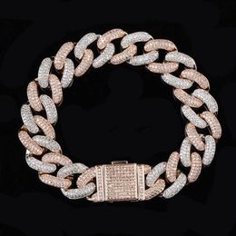 Designer Bracelet Hip Hop Jewellery Iced Out Cuban Link Chain Mens Bracelets Bling Diamond Tennis Love Bangle Snap Button Jewlery Go266G