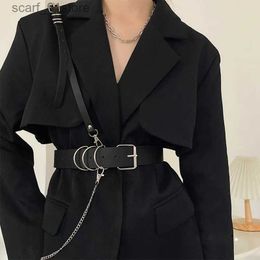 Belts Punk Belt Women Dress Wide Chain Waistband Leather harness Ladies Corset Fashion Waist Belts Casual Dress PJ437L231117