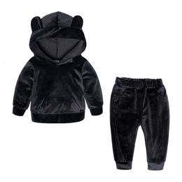 Rompers born Fashion Girls Boys Clothing Sets Spring Autumn Hoodie Jackets Pants Costume Pleuche Sportswear Children Clothes Outfits 231117