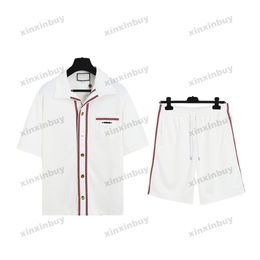 xinxinbuy Men designer Tee t shirt 23ss Paris red stripe Letter embroidery short sleeve cotton women Black White red S-2XL