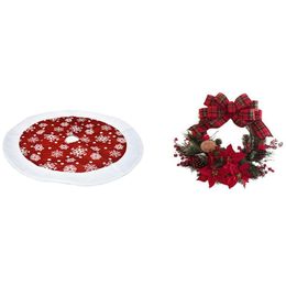 Decorative Flowers & Wreaths 101cm Christmas Tree Skirt Red Wreath Artificial Plant Rattan Circle Wall Decoration For Home A