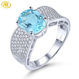 Wedding Rings Genuine Sky Blue Topaz Silver Ring 3 5 Carats Natural Unisex Style Fine Jewellery Simple Classic Design S925 Jewelrys 231117