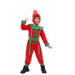 Cosplay Christmas Carnival Night Party Red and Green Leaf Onesie Christmas Elves Cosplay Performance Costume Jumpsuits Kids Two-piece 231116