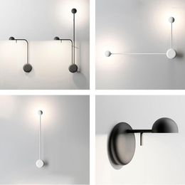 Wall Lamp Nordic Pin LED Modern Minimalist Line Black White Lights DIY Room Bedside Living Sconces