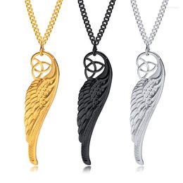 Pendant Necklaces Hip Hop Rock Stainless Steel Celtic Knot Feathers Pendants Necklace For Men Jewellery Gold Silver Black Colour Gift