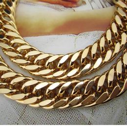 12mm Thick Chunky Heavy Chain 18K Yellow Gold Filled Solid Double Curb Chain Mens Necklace Hip Hop Jewellery Gift283S