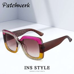 New Box Colorful Sunglasses with Diagonal Edges and Diamonds Transparent Colors Fine Sparkling Wide Edges Personalized Street Shooting Sunshade Sunglasses