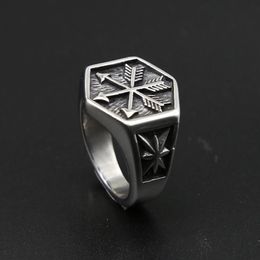 Vintage Viking Arrow Ring Punk 316L Stainless Steel Compass Men Fashion Hip Hop Hippie Jewelry Drop Store Cluster Rings1676