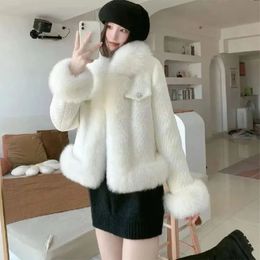 Women's Fur Faux Fur Live S Faux Fur Coat Women Imitation Fox Fur Solid Colour Temperament Long Sleeve Thick Warm Plush Coats Female 231117