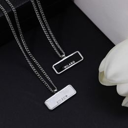 p brand retro black and white letter necklace new European and American fashion square necklace pradity pendant necklace