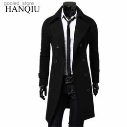 Men's Trench Coats Mens Trench Coat 2023 New Fashion Designer Men Long Coat Autumn Winter Double-breasted Windproof Slim Trench Coat Men Plus Size Q231118