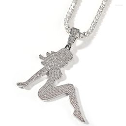 Pendant Necklaces 2023 Iced Out Bling CZ Charm Goddess Necklace For Women Sparkling Wedding Fine Jewellery Gift