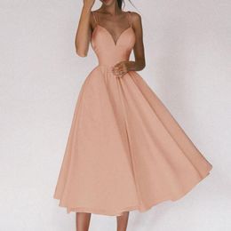 Casual Dresses Elegant Guest Wedding Fomral Long For Women 2023 Summer Sweet Sexy Pink Slip Backless Ball Gown Prom Vestidos