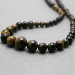 Chains 6-14mm Natural Stones Yellow Tiger Eyes Chalcedony Beads Necklace For Women Girls Ladies Chain Diy Jewelry Making Design Ethnic