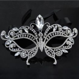 2017 Silver Tone Venetian Bridal Masquerade Rhinestone Crystal Eye Mask Halloween Fancy Dress Ball Party Mask237e