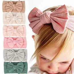 Baby Girls Big Bow Headbands Solid Colour Children Elastic Bowknot Hairbands Kids Hair Accessories Headwear