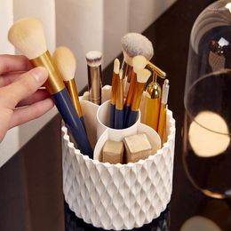 Storage Boxes Makeup Brush Holder With Lid 360 Rotating Desktop Organiser Cosmetic Box Make Up Tools Jewellery Container