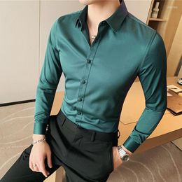 Men's Casual Shirts 10 Color Men's Solid Button Shirt Dress Autumn Spring Long Sleeve Business Social For Men Fashion Slim Fit Formal