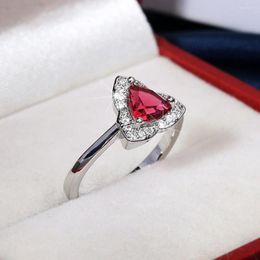 Cluster Rings WPB Premium Women Shiny Red Diamond Ring Female Luxury Jewelry Zircon Design Beautiful Girl's Gift Party